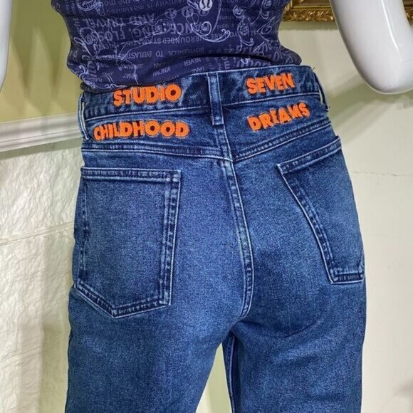 Rare Japanese Studio Seven X GU Childhood Dreams High Rise Tapered Leg Mom Jeans - Picture 2 of 9